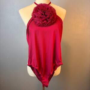 Love by Design Bodysuit Pink Bow Halter Size Large Regencycore Club